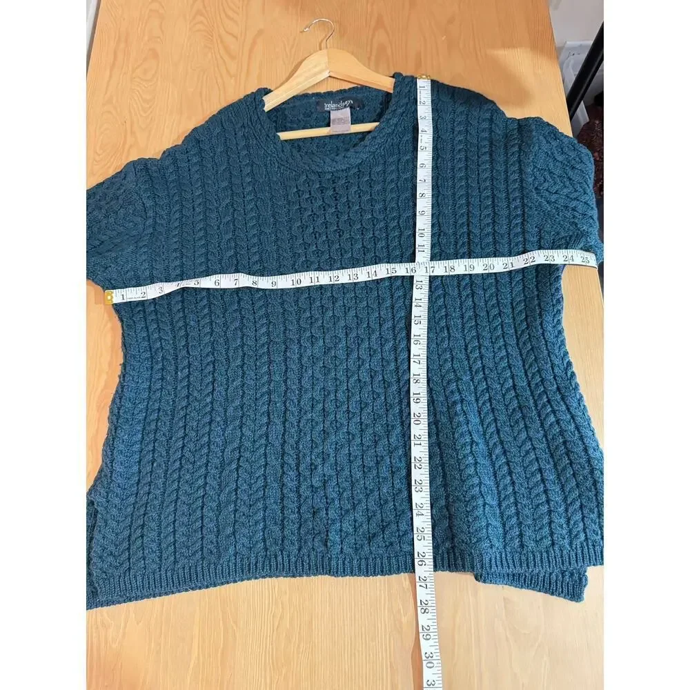 Irelandseye Women’s Knit Sweater 100% Virgin Wool Made in Ireland Blue Large